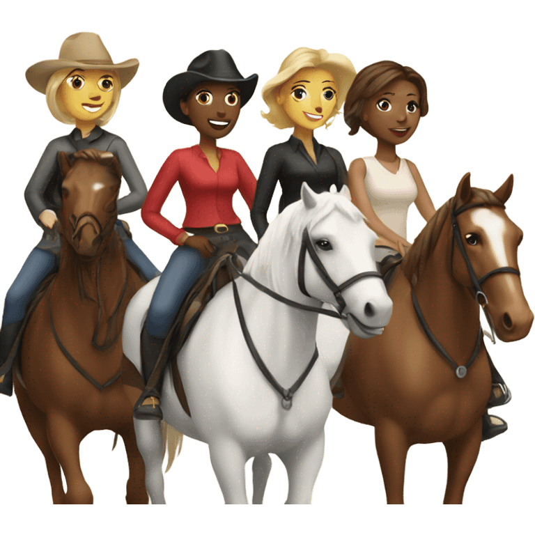 White ladies riding horses emoji