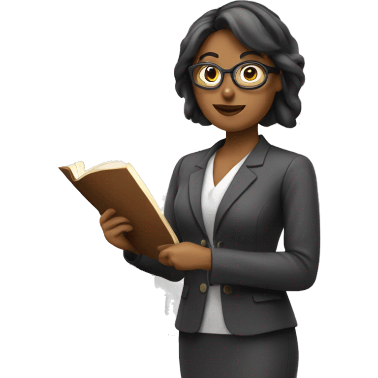 Teacher woman with a book and a pointer  emoji