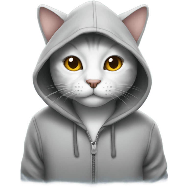 A cat wearing a hoodie emoji