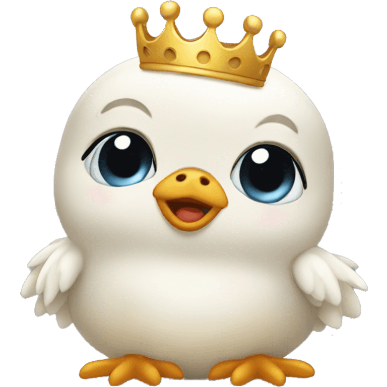 Cute animal chick crying with crown emoji