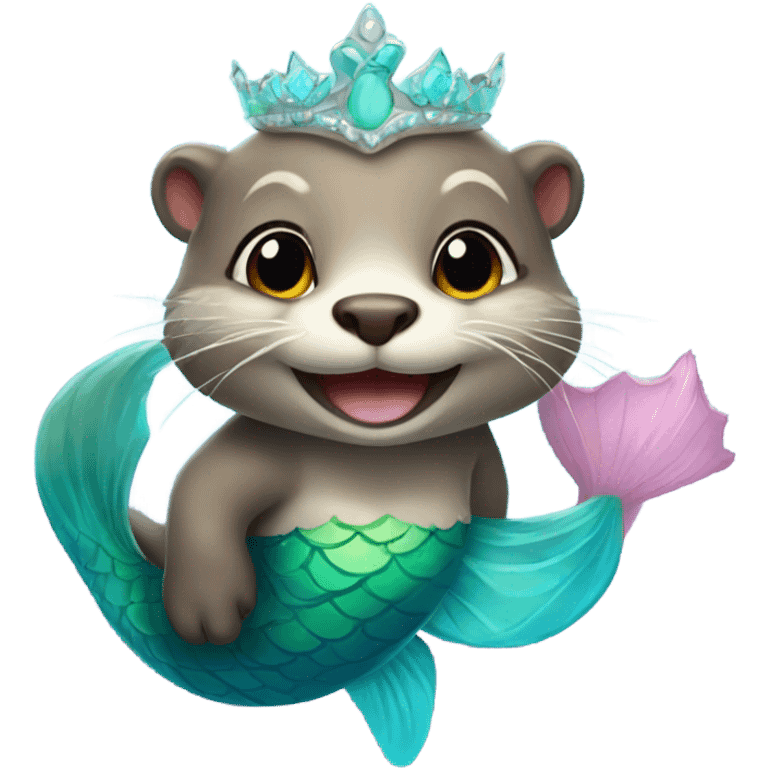 A cute and happy otter face as a mermaid princess. emoji