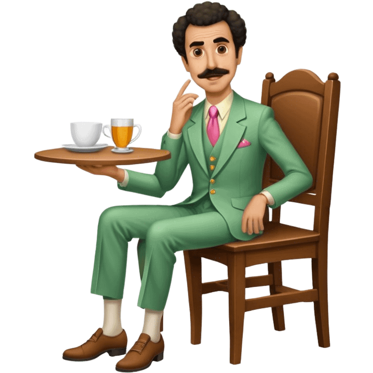 Borat sitting on dining chair emoji