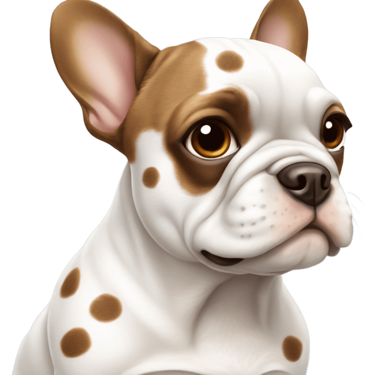 Frenchie dog that is white with brown spots emoji