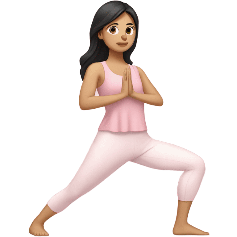 White yoga girl light pink clothes black hair emoji