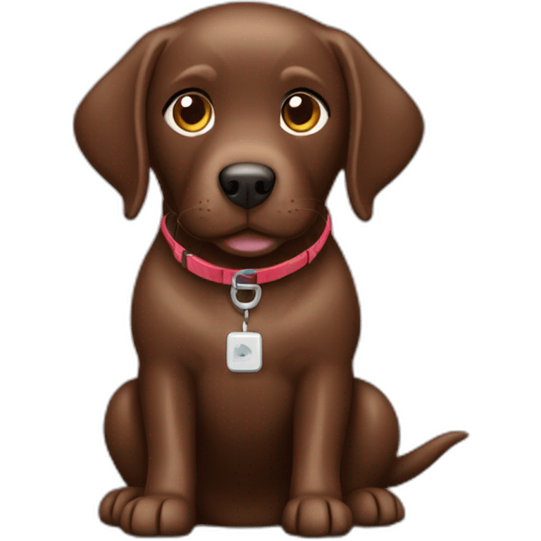 Labrador Retriver chocolate color playing videogames emoji