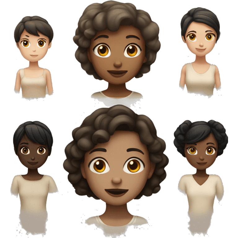 girl with light beige skin and brown hair, and girl with tan skin and black hair  emoji