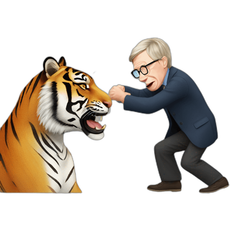 Professor Stephen Hawking fighting a tiger emoji