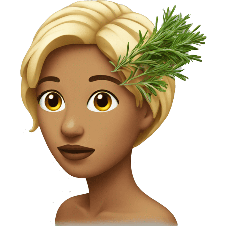 woman with rosemary growing out of her head emoji