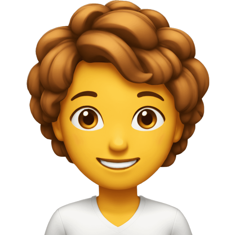 chica con pelo marron sonriendo emoji