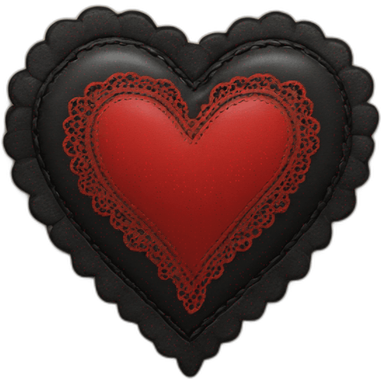 Black leather heart with red lace border emoji