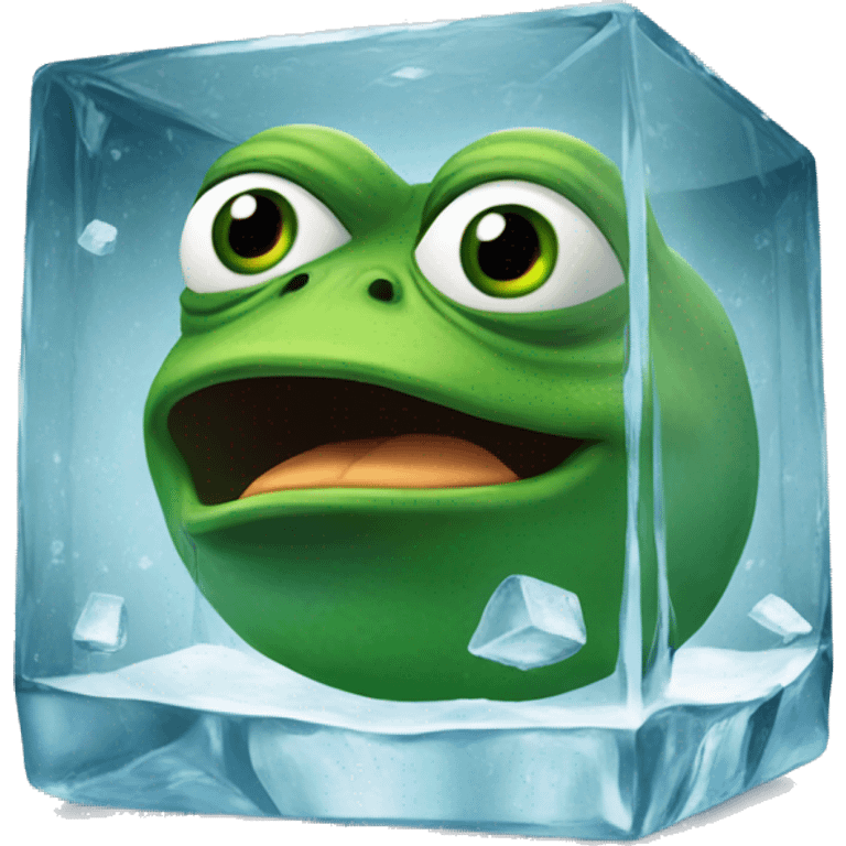 pepe the frog inside an icecube emoji