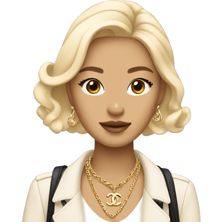 Blonde Chanel Asian Girl with Birkin bag and Chanel necklace emoji