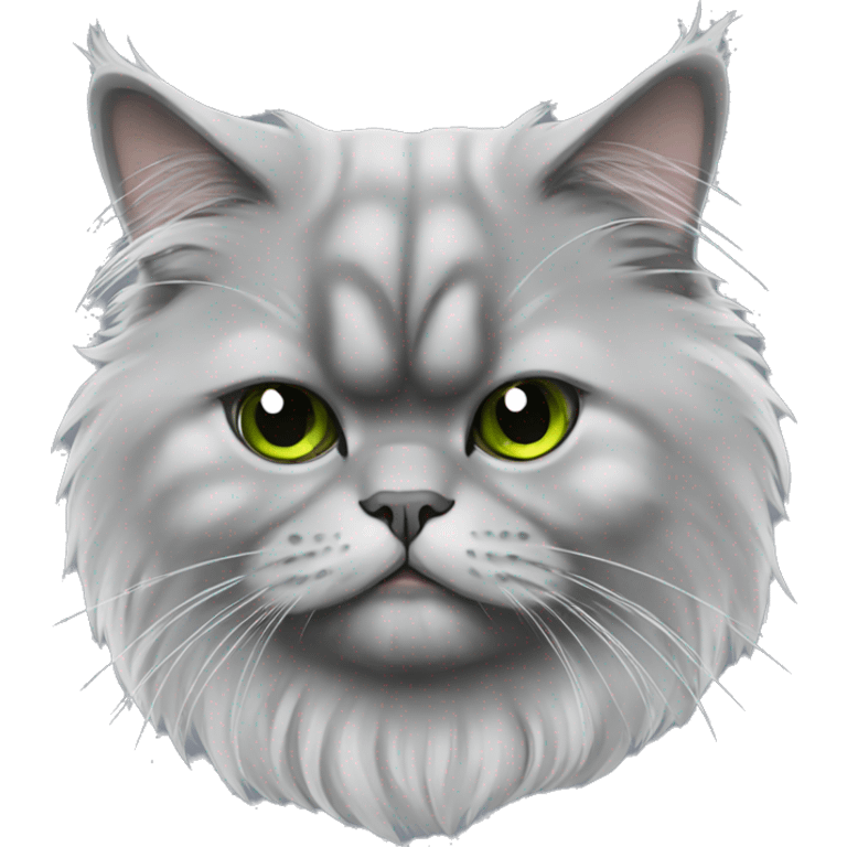 grey persian cat with weed emoji