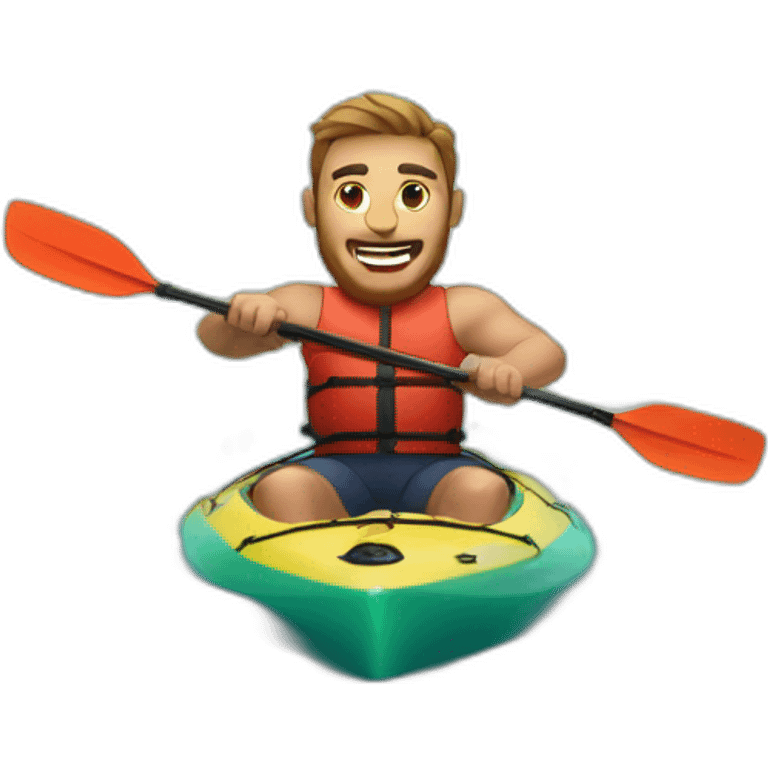 Strong man kayaking lake emoji