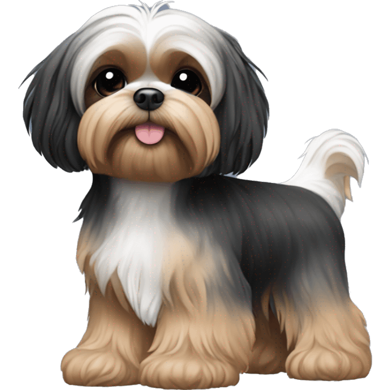 Shih tzu black puppy, yorkie coloring with light eyebrows  emoji