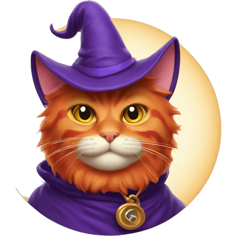 plumply red cat in wizard hat  emoji