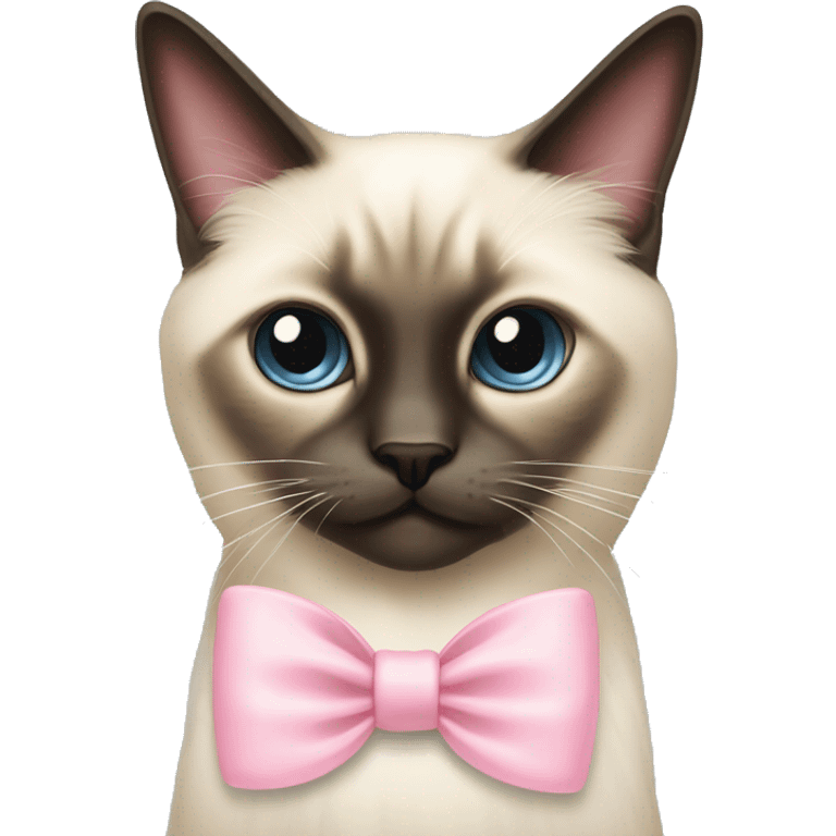 Long haired Siamese cat with pastel pink bow emoji