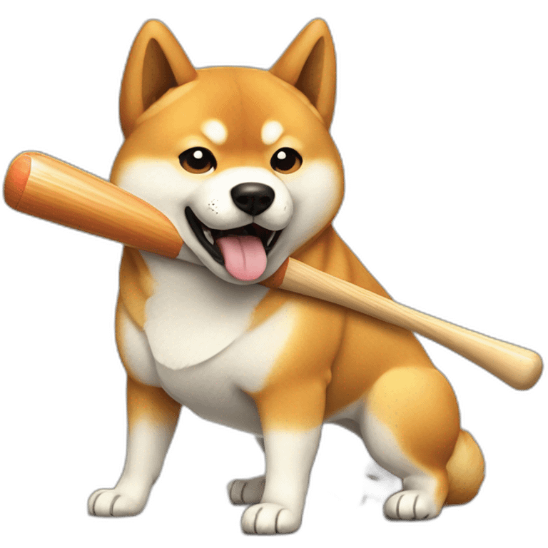 shiba inu hitting someone with a baseball bat, sitting emoji