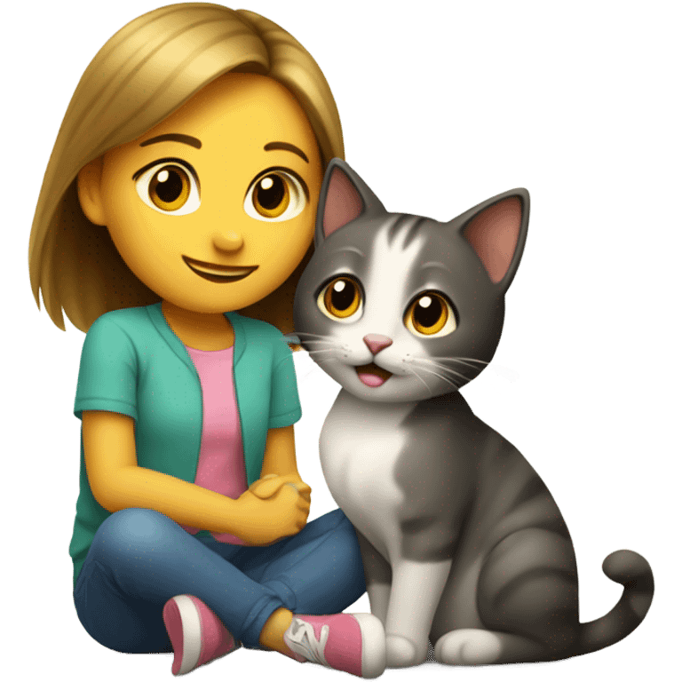 Girl and cat emoji