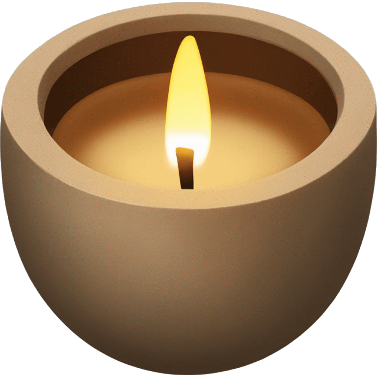 candle in brown concrete ridged vessel emoji