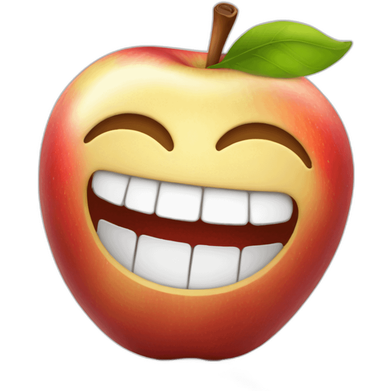 Apple with a big smile emoji