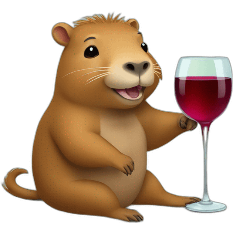 capybara with a glass of wine emoji