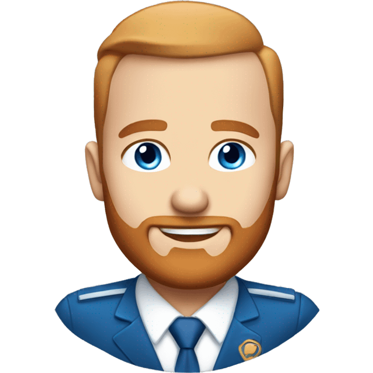 Flight attendant male balding, red beard, blue eyes emoji