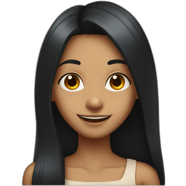 skinny indian girl with long black hair smiling emoji