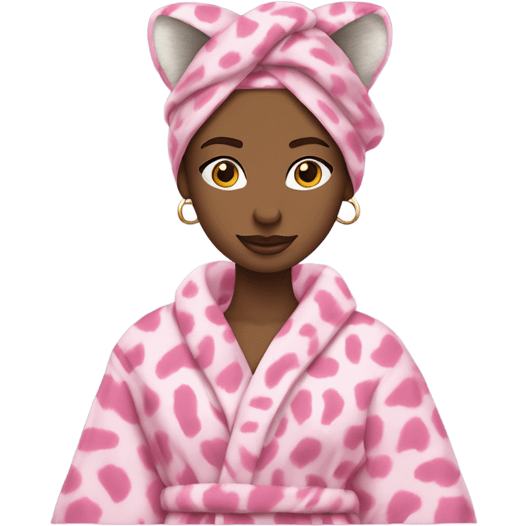 Pink robe with white Cheetah print ￼￼ emoji