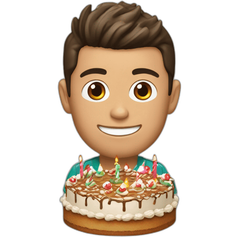 Cristiano ronaldo with gateau anniversaire emoji