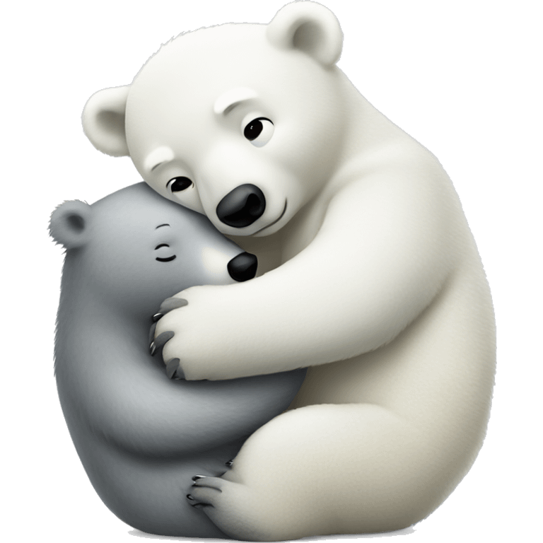 polar bear hugging a koala  emoji