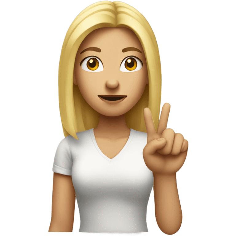 A blonde girl flipping someone off with her middle finger emoji