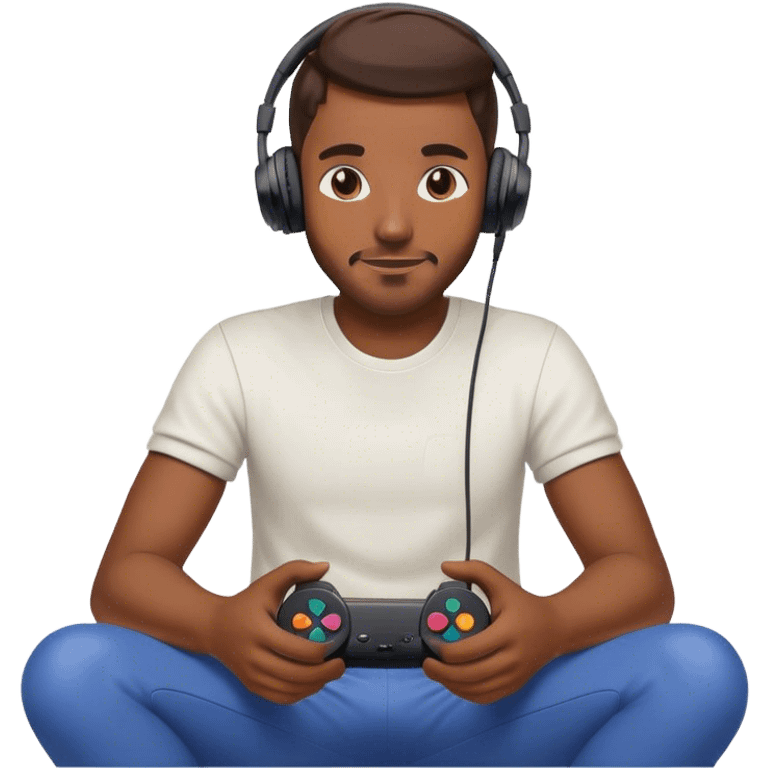 Muchacho guapo con audífonos jugando playstation emoji