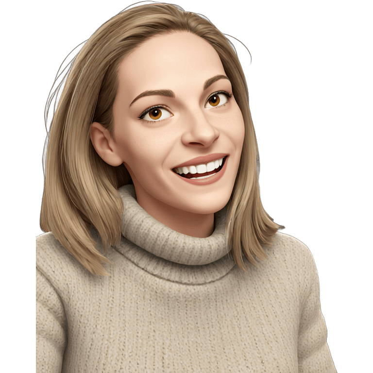 smiling girl in cozy sweater emoji