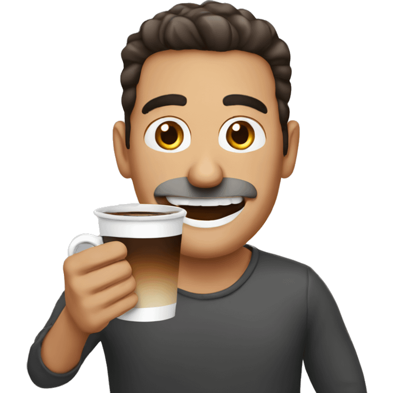 Armenian men with big white teeth holding coffee  emoji