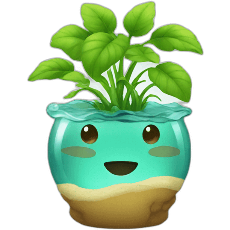 Plants water with face emoji