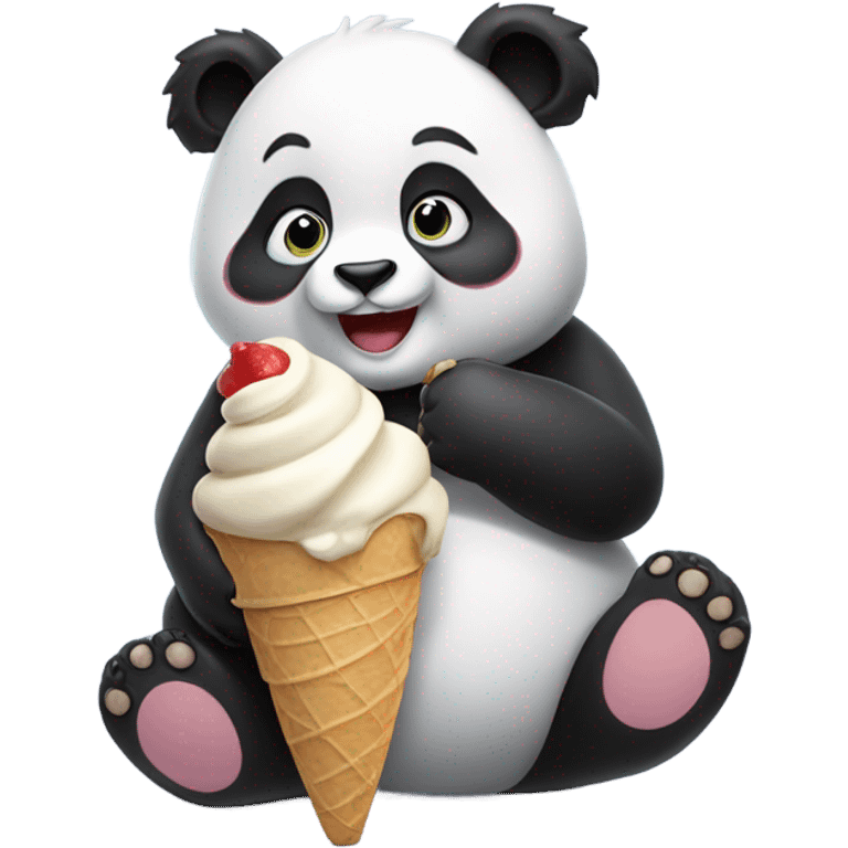 Panda eating ice cream emoji