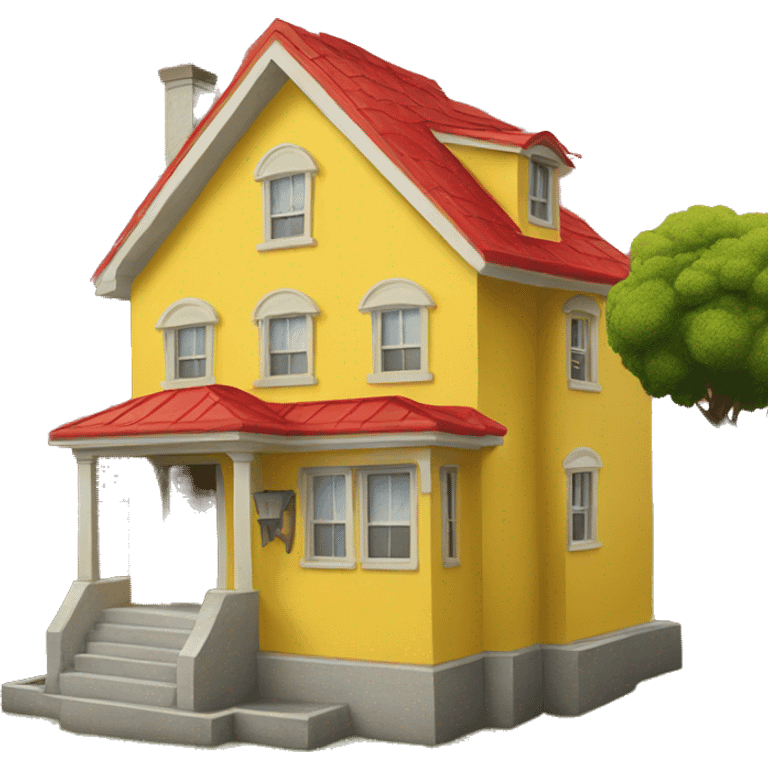 house with yellow walls and red roof emoji