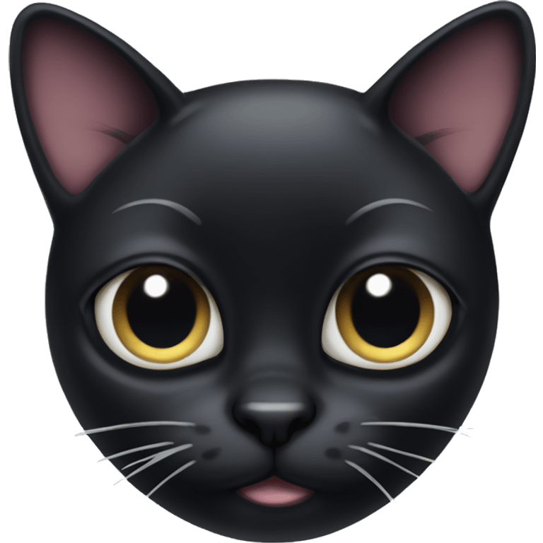 Black cat with big eyes and a bow emoji