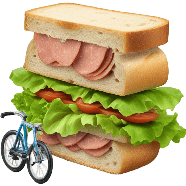 Sandwich riding a bicycle emoji