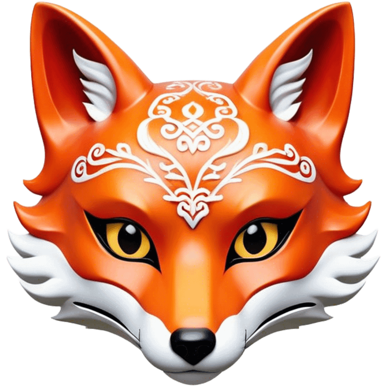 ​Cinematic Realistic Japanese Kitsune Mask, depicted as an intricately carved fox mask with flowing, delicate features and vivid traditional patterns, its mysterious eyes set against a softly blurred background that emphasizes its mystical allure and cultural significance, rendered with detailed textures and refined lighting, emoji