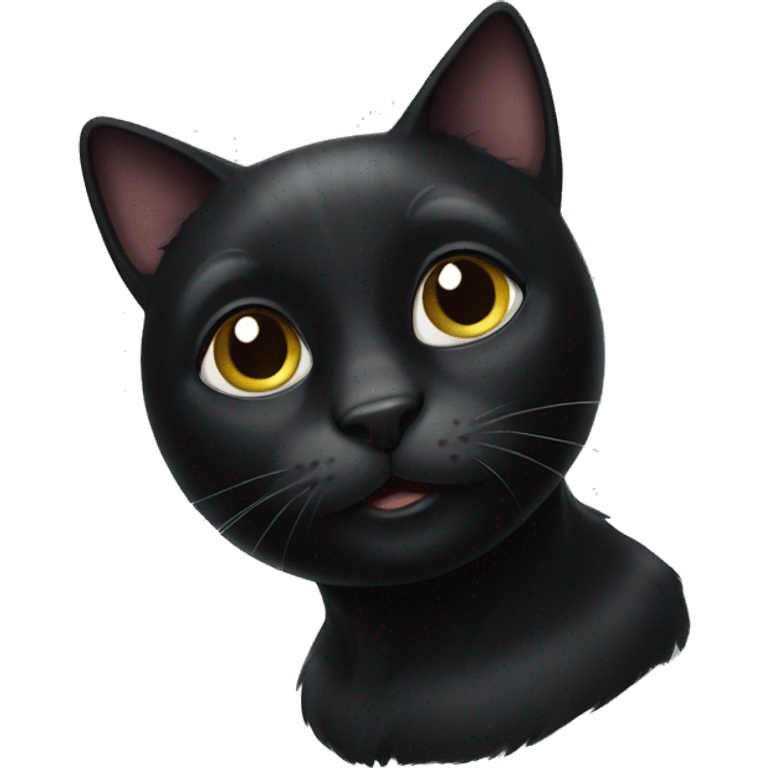 black cat white spot chest emoji