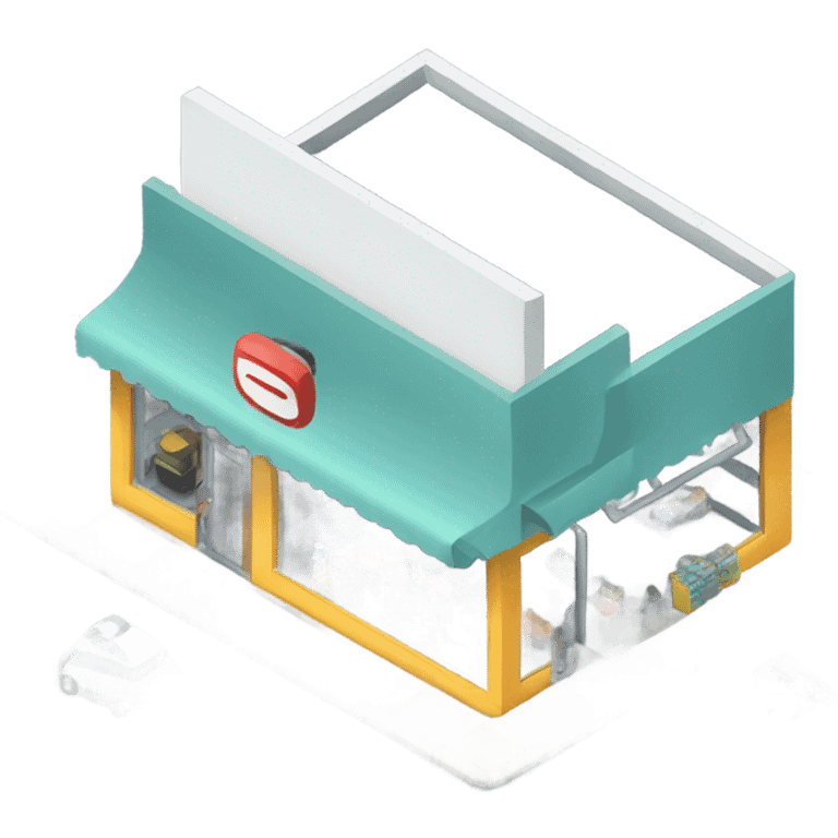 isometric shop and car parking emoji