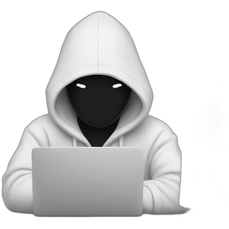 programmer with hoodie hood, no face and a laptop emoji