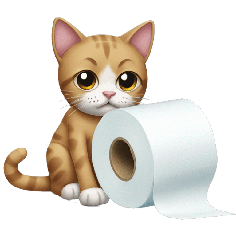 A sad cat cryin with toilet paper emoji