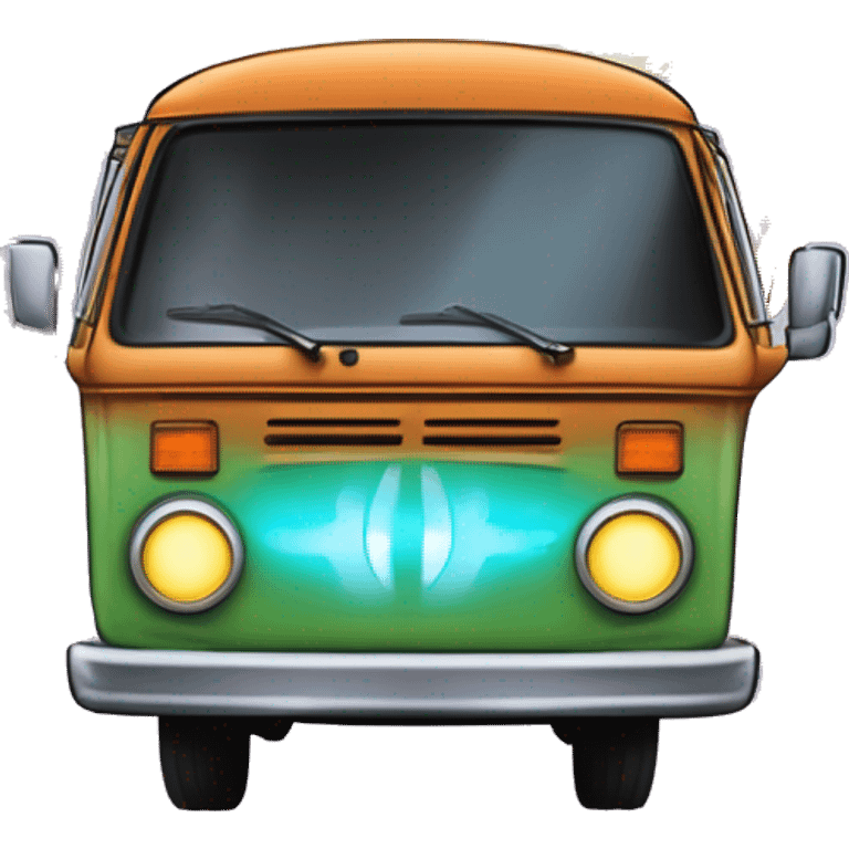 Darth Vader’s and Scooby Doo’s, Velma, Shaggy, Daphne, and Fred’s mystery machine ghost hunters 70’s van, with holographic flames. emoji