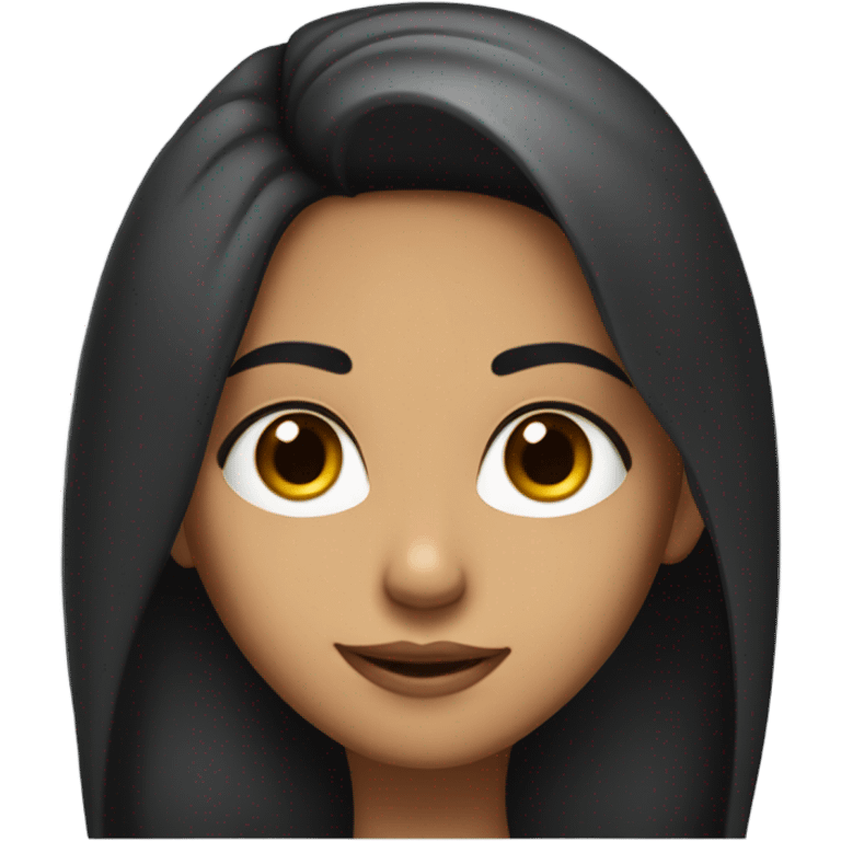 A dark black brown long hair girl , high cheekbones,indian features  with a smirk and eye roll medium fair complexion  emoji