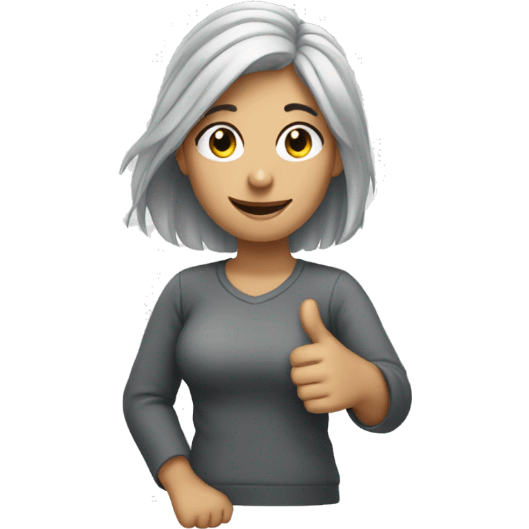 Grey hair girl with thumb up emoji