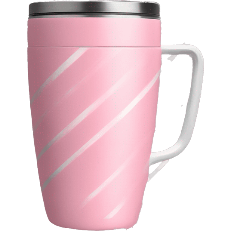 stanley tumbler pink with handle and white stripe emoji