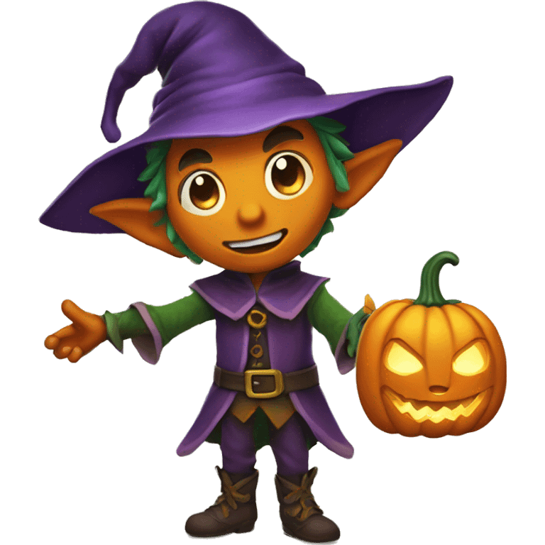 pumkin elf male casting a spell emoji